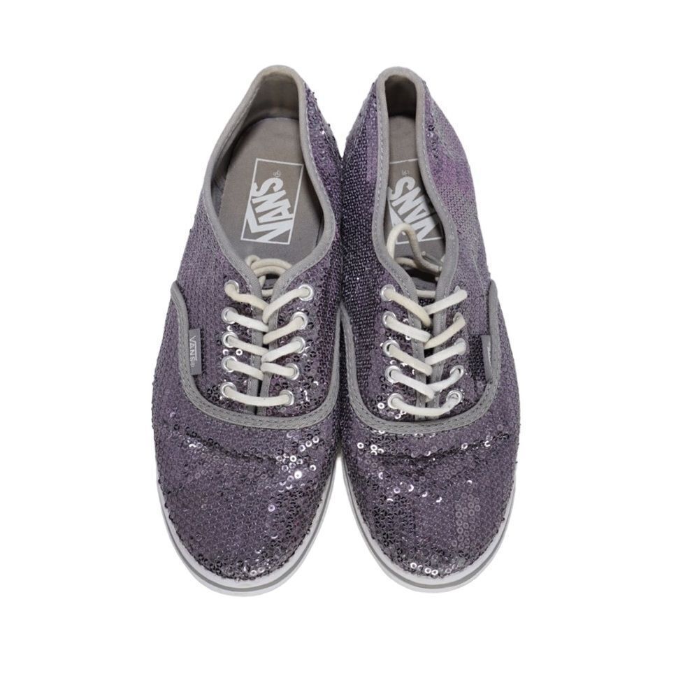 Vans Classic Metallic Silver Sequined Sneakers, Size 6.5